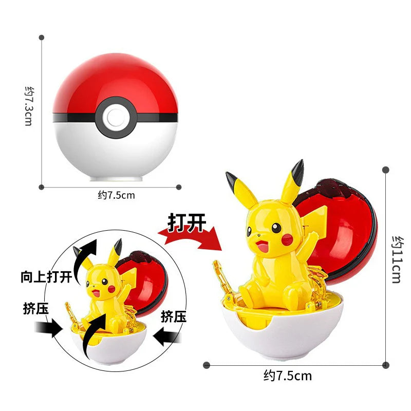 Authentic Pok é mon Pok é Ball EEVEE CHARMANDER SQUIRTLE PIKACHU Figurine Model Ornament Children's Toy Christmas Gift