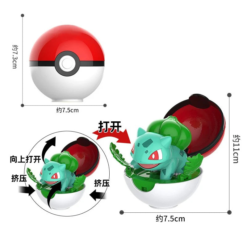 Authentic Pok é mon Pok é Ball EEVEE  CHARMANDER SQUIRTLE PIKACHU Figurine Model Ornament Children's Toy Christmas Gift