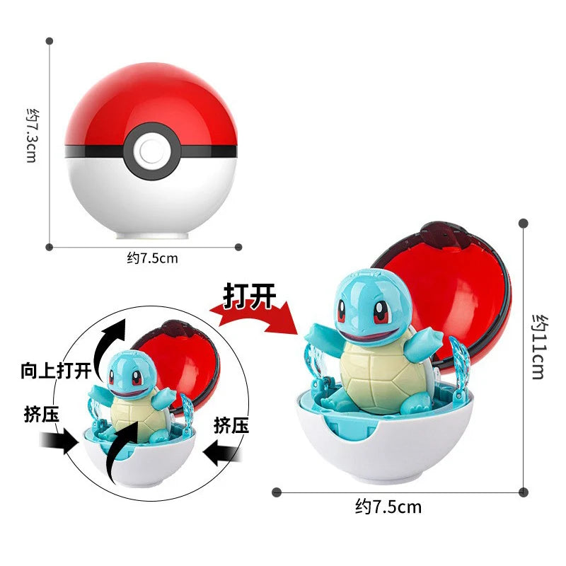 Authentic Pok é mon Pok é Ball EEVEE  CHARMANDER SQUIRTLE PIKACHU Figurine Model Ornament Children's Toy Christmas Gift