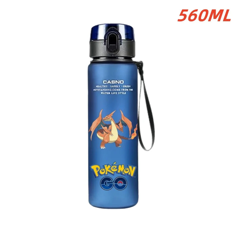 560ML Pokemon Water Cup Anime Portable Children's Cute Pikachu Gengar Plastic Outdoor Sports Large Capacity Water Bottle Gifts