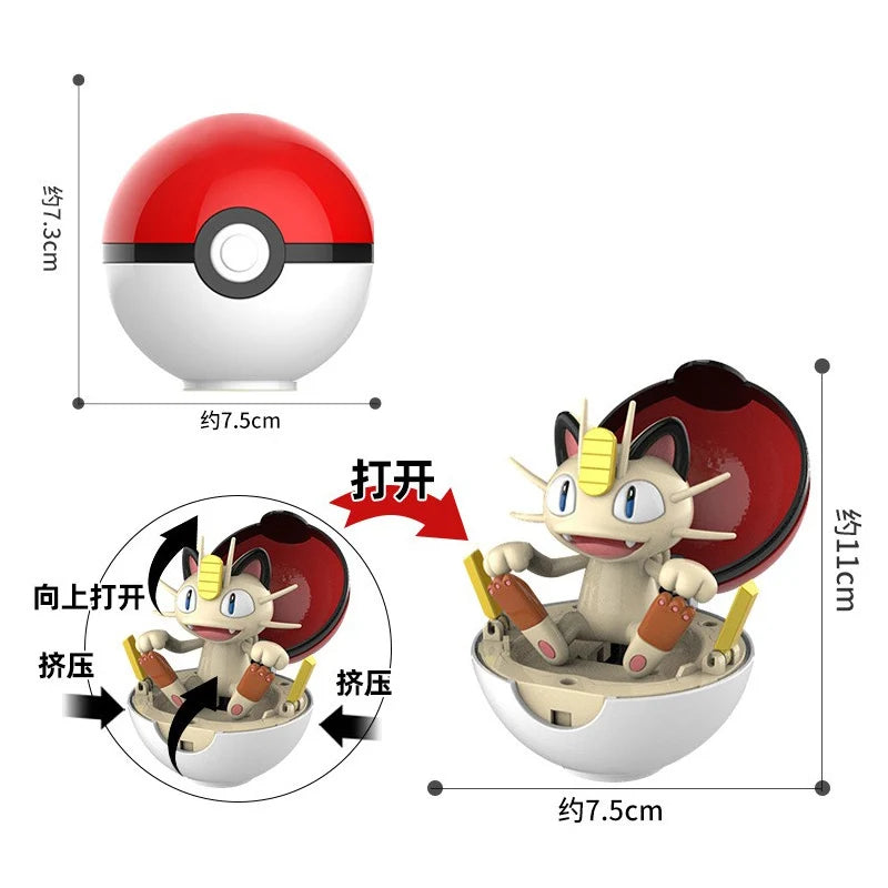 Authentic Pok é mon Pok é Ball EEVEE  CHARMANDER SQUIRTLE PIKACHU Figurine Model Ornament Children's Toy Christmas Gift