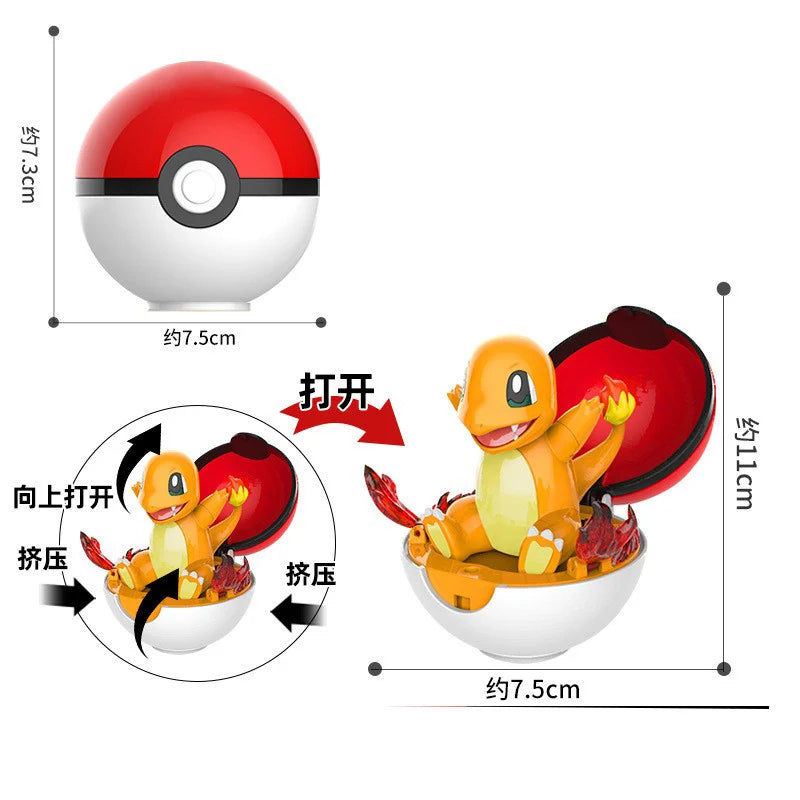 Authentic Pok é mon Pok é Ball EEVEE  CHARMANDER SQUIRTLE PIKACHU Figurine Model Ornament Children's Toy Christmas Gift