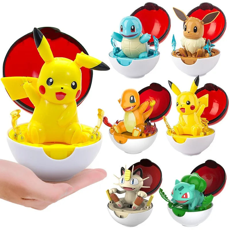 Authentic Pok é mon Pok é Ball EEVEE  CHARMANDER SQUIRTLE PIKACHU Figurine Model Ornament Children's Toy Christmas Gift