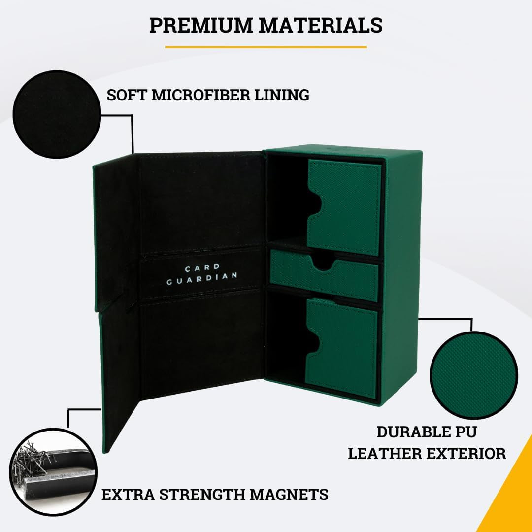 - Premium Double Deck Box (Green) for 200+ Cards Trading Card Games TCG Perfect for Magic the Gathering (MTG), Commander Deck, Yugioh Deck Box, Sports Card Storage Boxes