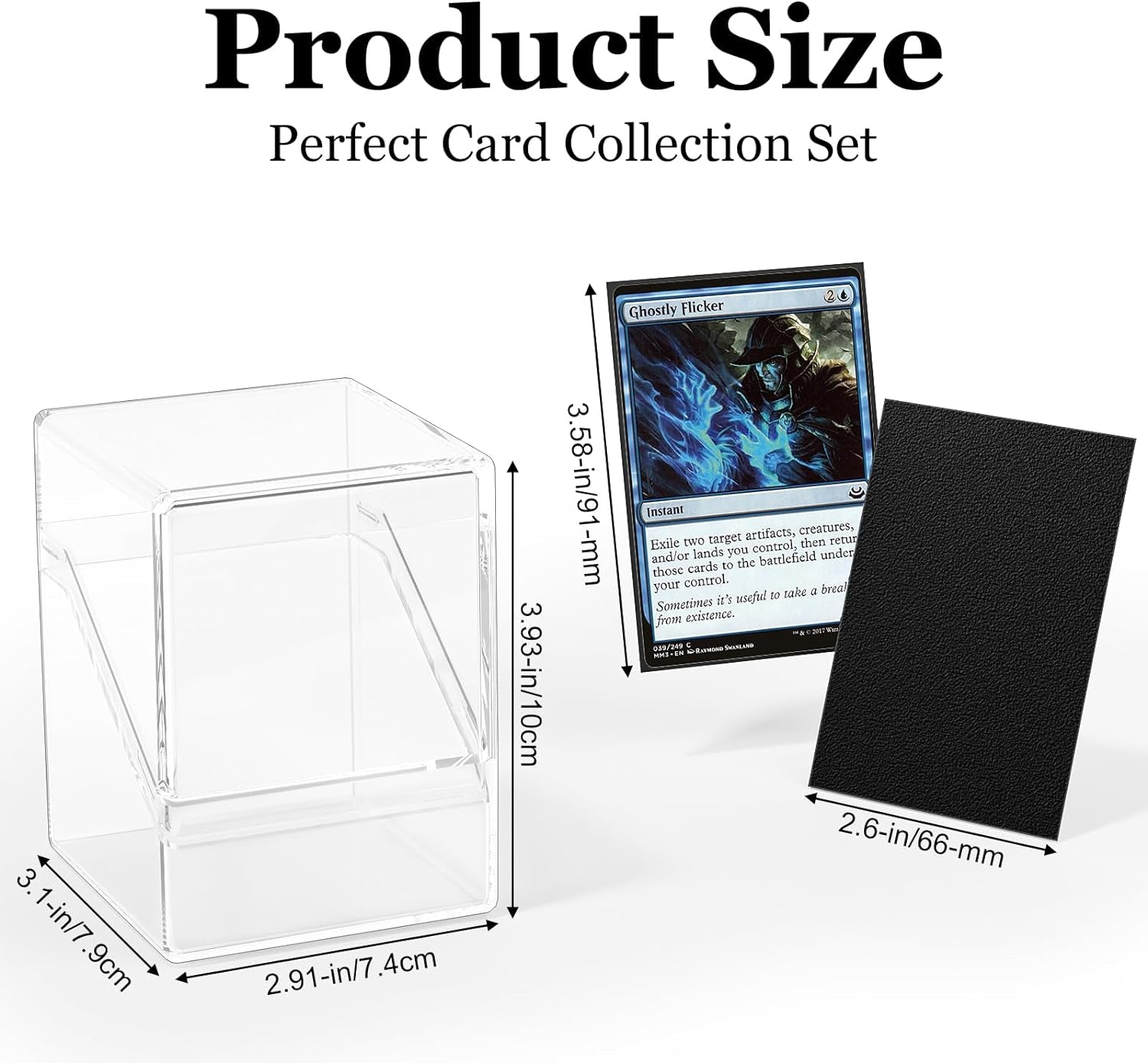 Card Deck Case, Deck Box with 100 Pack Card Sleeves and Divider, Standard Clear