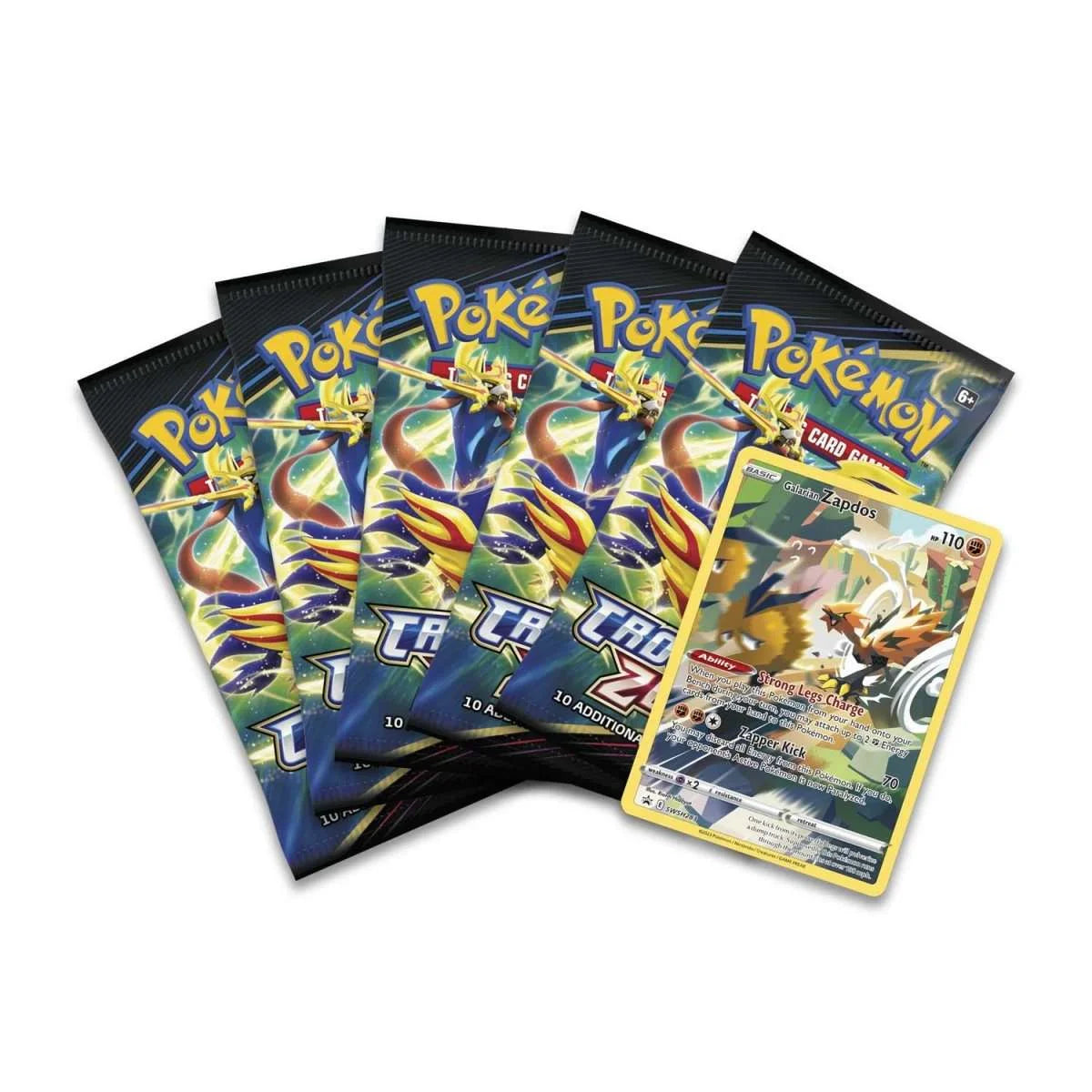 Crown Zenith Galarian Zapdos Tin Set (5 Booster Packs & Promo Card)